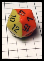 Dice : Dice - 20D - Chessex Half and Half Yellow and Orange with Black Numerals - Ebay Dec 2014